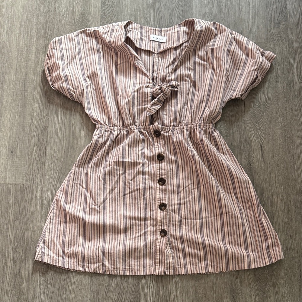 Gilli Pink and White Striped Mini Dress